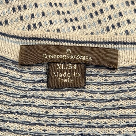 Ermenegildo Zegna Cotton Light Blue Grey Crew Neck Sweater Mens 54/XL ITALY - Picture 7 of 9